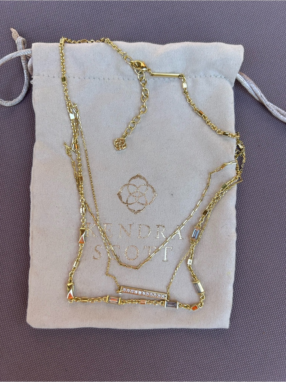 else Gold Multi-Layer Bar Necklace with Pave Accent